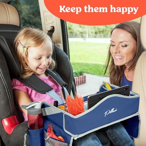 PILLANI Kids Travel Tray for Car - Toddler Travel Essential with iPad Holder & Dry Erase Board - Road Trip Essentials - Carseat Table - Toddler Lap Desk Organizer for Airplane - Kids Travel Essentials - Image 2