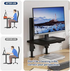 Adjustable Clamp-On Monitor Riser for Desk, Height Adjustable Monitor Stand with Space-Saving Design, Black MDF Shelf for Home Office, Workstation, and Study Setup (Black) - Image 3
