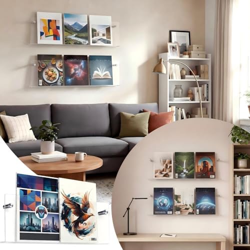 6 Pack Clear Acrylic Magazine Holder Wall, Brochure, 17 Inch - Image 6