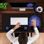 Ergonomic Mouse Pad Set, Desk Mat(31.5×11.8 in) + Keyboard Wrist Rest Support + Mouse Wrist Rest + Coasters for Office,Home,Computer,Laptop -Purple Flowers Cute Black Gaming Large Mousepads XXL - Image 4