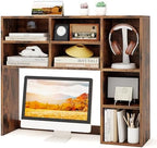 Tangkula Desktop Bookshelf, 37" Countertop Storage Hutch with 7 Cubes & 3 Adjustable Shelves, 3-Tier Desk Display Rack Organizer, Multipurpose Wood Desktop Hutch for Dorm Home Office (Rustic Brown) by TANGKULA