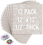 AKTOP Cork Bulletin Board 12x12, 1/2" Thick Felt Cork Board Tiles 12 Pack, Small Square Pin Board for Wall, Self Adhesive Corkboards with 120 Push Pin Wood Clips for School, Home & Office, Latte by Buynow