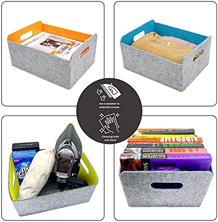 Welaxy Storage Basket Beige Foldable Shelf Drawer Organizer Bin Oatmeal - Image 6