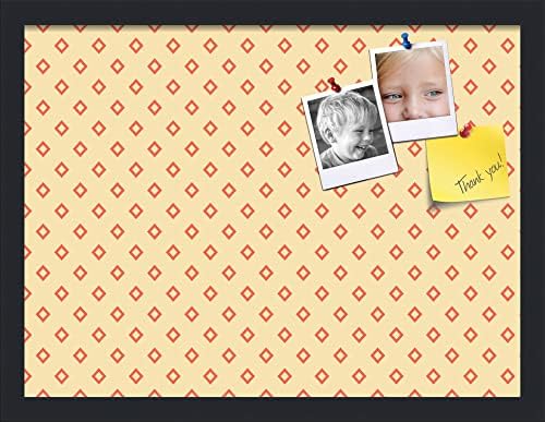 PinPix 20x15 inch Cork Bulletin Board. This Decorative Framed Pin Board Comes with Diamonds in Red and Yellow Design and Satin Black. Ideal for Home, Office Decor or School (PinPix-333) by PinPixBulletinBoards