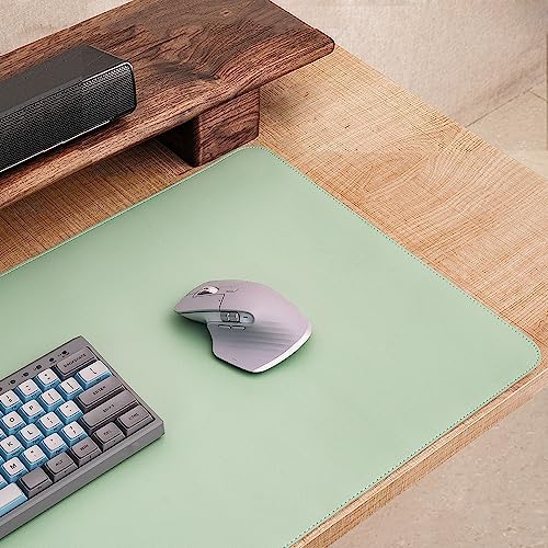 Ruby Lil Waterproof Leather Mouse Pad, Natural Cork & PU Leather Dual Side, Office Desk Writing Mat with Stitched Edge for Office Work/Home/Decor,Palegreen,120x60cm by RubyLil