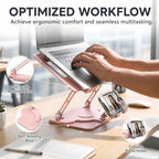 Laptop Stand for Desk,Adjustable Computer Stand with 360° Rotating Base,2-in-1 Laptop Stands with Phone Holder,Ergonomic Laptop Riser for Collaborative Work,fits for All 10-16" Laptops (Pink) - Image 6