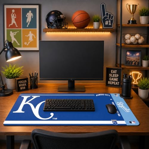 SOAR MLB Official Established Primary Logo Wordmark Home Office Desk Pad Mouse Pad Mat 35" x 16" (Kansas City Royals, Kansas City Royals) - Image 3
