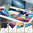 Mouse Pad with Wrist Support 4 in1 Set, XXL Big Game Mousepad + Keyboard Wrist Rest + Mouse Wrist Rest Pad +Coaster Gaming Mat for Home Office Work Computer Laptop I Colorful Clouds Starry Night - Image 7