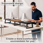 TEAMIX 42 inch Large Dual Monitor Riser, Desk Organizer Stand for TV Laptop - Image 5