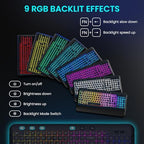 Wireless Keyboard Mouse Set, 9 RGB Backlit, Wrist Rest,Wave Quiet Keys - Image 2