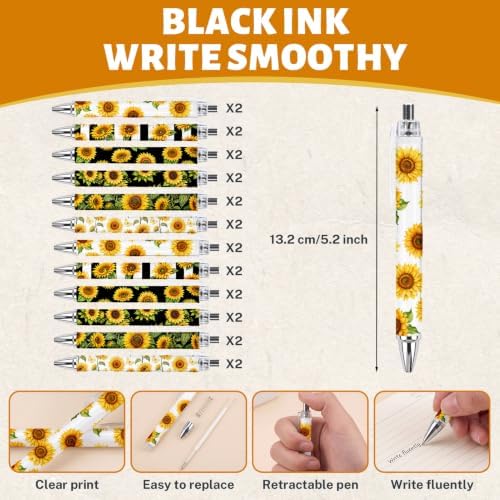 Sprial Notebooks with Pens Bulk, 48 Pack, 5.5 x 4.7 Inch Sunflower - Image 3