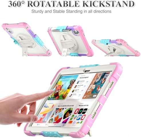 SEYMAC stock Tablet Case for Lenovo Idea Tab 11'' / M11 (TB336FU/TB330FU) 11 inch Drop-Proof Protection Cover with 360° Rotate Stand & Strap [Pen Holder] & Screen Protector 2025/2024, Beige+Pink - Image 4
