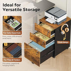 DEVAISE 3 Drawer Wood File Cabinet with Individual Locks, Rustic Brown - Image 5