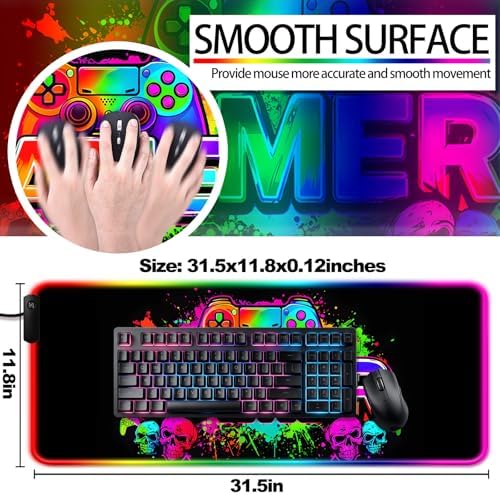 RGB Black Gaming Desk Mat, XL Mouse Pad for Gamer - Image 3