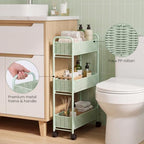 FOCHIER F Utility Slim Storage Cart,3-Tier Rolling Kitchen Office Laundry Room Cart with Wheels,Mobile Shelving Unit Organizer for Living Room,Bathroom, Baby Diaper,Art,Dining Room Narrow Places - Image 4