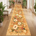 DUKINO 2.6x12 Kitchen Runner Rug, Floral Non Slip Long Washable Rug, Orange by DUKINO