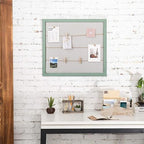 Fabric Linen Bulletin Board Large, 28 X 32 Green Wood Framed Pin Board - Image 3