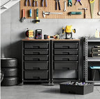 SYKIARIOL 5-Tier Rolling Cart with Drawers with Wooden Top, Black - Image 4
