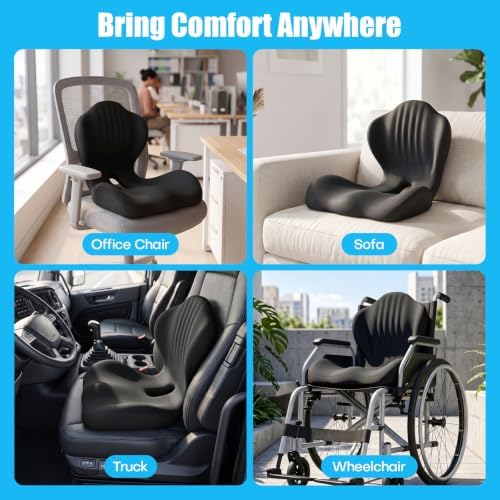 Ergonomic Seat Cushion for Office Chairs Lumbar Support Pillow, Black - Image 6