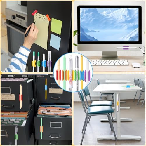 Sherr 48 Pack Adhesive Silicone Pencil Holders Bulk for Desk,Wave,Vibrant - Image 6