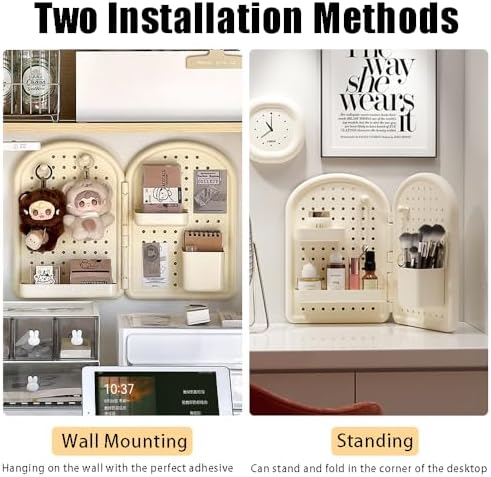 OULIGET Desktop Pegboard Organizer,No Drill Vertical Corner Pegboard Display,Collapsible Hang Desk Organizer with Pegboard Accessories,Space-Saving for Office Countertop Dorm - Image 3