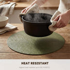 Artoid Mode Olive Green Faux Leather Placemats Set of 8, 15 Inch Waterproof Wipeable Heat Resistant Vinyl Place Mats, Reversible Table Mats for Kitchen Dining Decor - Image 4