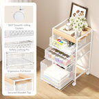 SWTYMIKI Rolling File Cart with Drawers - 4 Tier Under Desk Storage Craft Rolling Organizer Cart - Office Storage &Organization, Mobile Metal Filing Cabinet for Office and Home White - Image 5