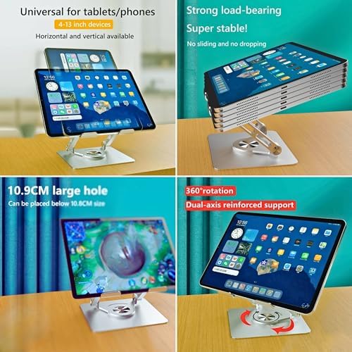 Wireless City Universal Tablet Stand for iPad with 360 Rotating Base, Foldable Adjustable Holder for Drawing, Compatible with iPad (6-13In) Pro/Air/Mini and More (Gray) - Image 6