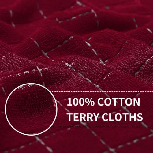 Homaxy Cotton Terry Kitchen Towels and Dishcloths Set of 10, Brick Red - Image 6