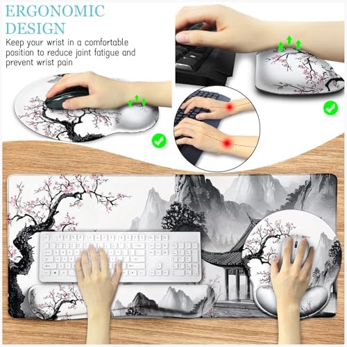 LIMKRIAN Japanese Ergonomic Mouse Pad Set, Large Desk Matt for Desktop - Image 3