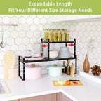 Across-Star Expandable Cabinet Shelf Organizer Rack, Stackable Kitchen Counter Storage Shelves Stand, Adjustable Height Pantry Shelf Spice Rack - Image 2