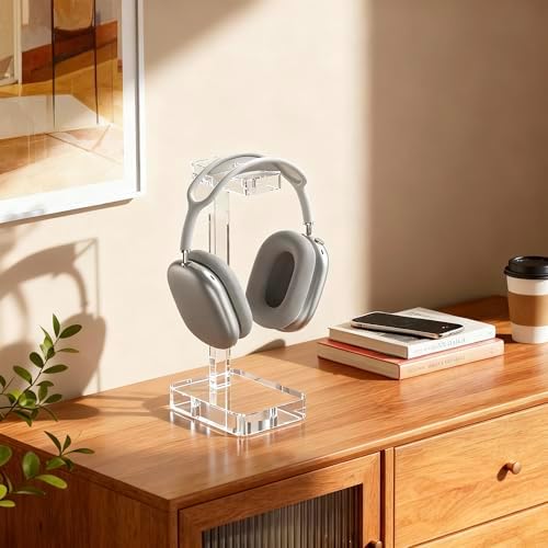 Headphone Stand Headset Holder for Desk, Solid Christal-Clear Acrylic with Stable Base Earphone Hanger for Gaming Room Office Accessories - Image 3