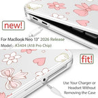 May Chen Compatible with MacBook Neo 13 inch Case 2026 Model A3404, Plastic Hard Shell,Keyboard Cover,Screen Protector,Dust Plug, for MacBook Neo 13" with A18 Pro Chip, Ribbons Girly - Image 3