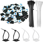30 Pack 2 inch Zip Tie Adhesive Mounts Self Adhesive Cable Tie Base Holders with Multi-Purpose Tie wire clips with screw hole,Anchor stick on wire holder with 8 inch zip ties （Black&White） by Rythcraft