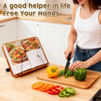 2 in 1 Dual-use Music Stand & Desktop Book Stand, Adjustable Height 16.5"-51", 100% Solid Wood Laptop Floor Stand Book Holder with Elastic Page Clips for Cookbooks (Brown with Tray) - Image 6