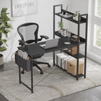 Treesland 40 Inch Computer Desk with Bookshelf, Corner Desk with Storage, L Shaped Desk, Home Office Desks, Writing Study Desk for Bedroom, Black - Image 3