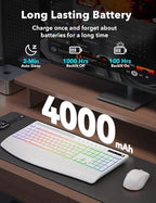 Trueque Wireless Keyboard and Mouse Combo, 4000mAh Battery, Wrist Rest - Image 2