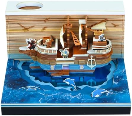 Pirate Ship 3D Memo Pad, 3D Calendar 2027, Time Piece Calendar by JCSY