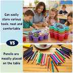 6 Pack Classroom Caddy With Handle for School Supplies, Rainbow - Image 4