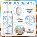 Meanplan 36 Pack Ocean Coastal Plastic Cups with Lids and Straws 14 oz - Image 3