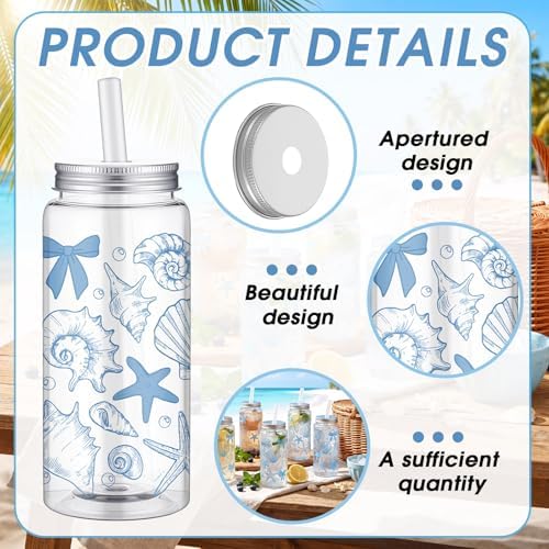 Meanplan 36 Pack Ocean Coastal Plastic Cups with Lids and Straws 14 oz - Image 3