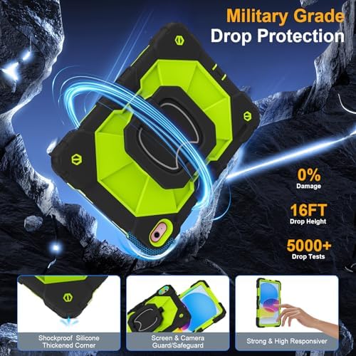 Case for iPad (A16) 11th/10th Generation 11/10.9 Inch 2025/2022, Ubearkk for iPad a16 case with Screen Protector, 360 Degree Rotating Stand Shoulder Strap Pencil Holder,Black Green - Image 5