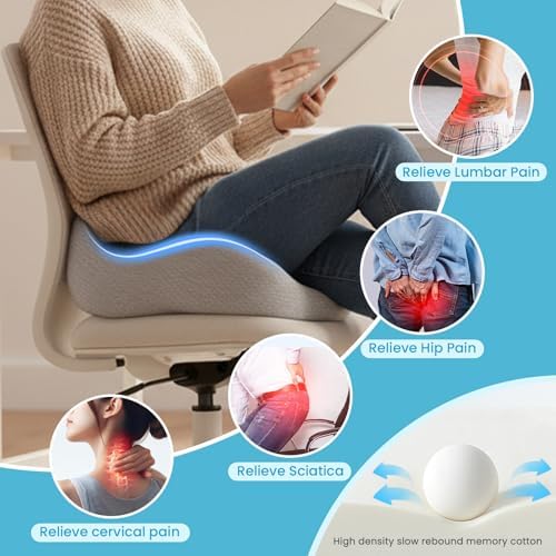Seat Cushion,Ergonomic Chair Cushions for Sit Bone Tailbone Pain Relief,Sciatica & Back Support,Memory Foam Butt Pillow for Office,Car,Home,Gaming,Wheelchair - Image 5