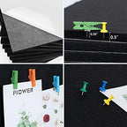 AKTOP Black Cork Bulletin Board 12x12, 1/2" Thick Felt Cork Board Tiles 12 Pack, Small Square Pin Board for Wall, Self Adhesive Corkboards with 120 Push Pin Wood Clips for School, Home & Office - Image 5
