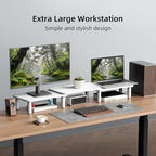 Dual Monitor Stand For Desk,Adjustable Height Long Wood Computer Riser - Image 2