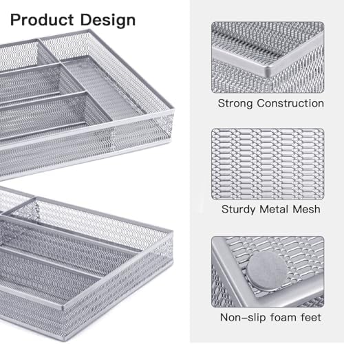 Neudeco Drawer Organizer Set, Silver, 5 Pack - Image 4