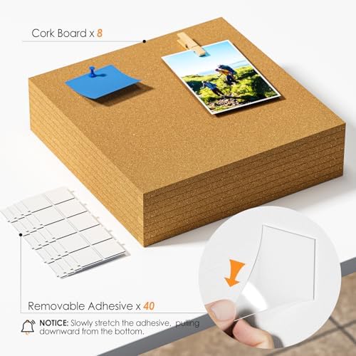 MaxGear 48" x 24" Large Cork Board for Wall, 8 Pack 12" x 12" Tiles - Image 2