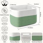 4 Pack Storage Baskets for Organizing, 11''Lx9''Wx8''H Woven Baskets for Storage Toys, Towels, Books, and Clothes, Cotton Rope Basket for Shelves with Handle - Image 2