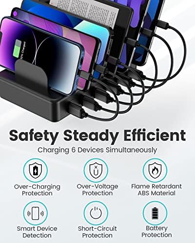 50W 6 Ports Multi Charger Station, USB Charging Dock for Multiple Devices - Image 3