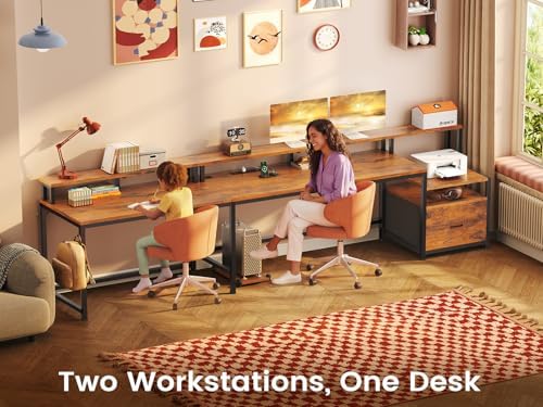 SEDETA 66" Reversible L Shaped Office Desk with Power Outlet, File Drawer - Image 4